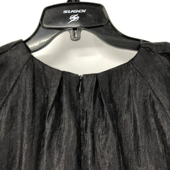 Club Monaco crepe black pleated scoop neck short sleeve blouse XS - Picture 2 of 12